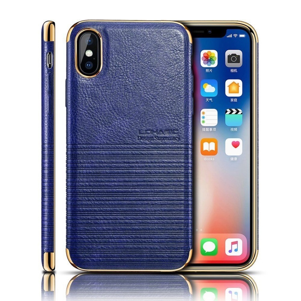 iPhone X Case Slim Flexible Armor Textured Grip PU Leather Hybrid Defender Blue